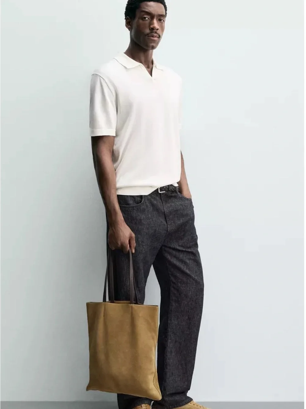 Zara BNWT Cowhide Leather With a Split Suede Finish Shopper Bag Tobacco Brown